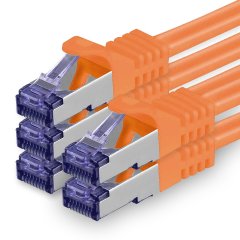 1aTTack Lan Kabel 0.5m Cat7 S/FTP PiMF Patch-Ethernetkabel RJ45 CAT6a Stecker 5x orange
