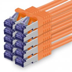1aTTack Lan Kabel 3m Cat7 S/FTP PiMF Patch-Ethernetkabel RJ45 CAT6a Stecker 10x orange