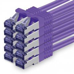 1aTTack Lan Kabel 3m Cat7 S/FTP PiMF Patch-Ethernetkabel RJ45 CAT6a Stecker 10x violett