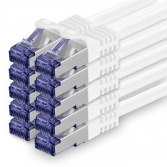 1aTTack Lan Kabel 2m Cat7 S/FTP PiMF Patch-Ethernetkabel RJ45 CAT6a Stecker 10x wei�