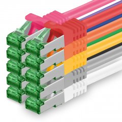 1aTTack Lan Kabel 2m Cat7 S/FTP PiMF Patch-Ethernetkabel RJ45 CAT6a Stecker 10 Farben