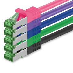1aTTack Lan Kabel 3m Cat7 S/FTP PiMF Patch-Ethernetkabel RJ45 CAT6a Stecker 5 Farben