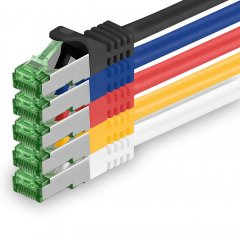 1aTTack Lan Kabel 0.25m Cat7 S/FTP PiMF Patch-Ethernetkabel RJ45 CAT6a Stecker 5 Farben