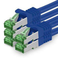 1aTTack Lan Kabel 1m Cat7 S/FTP PiMF Patch-Ethernetkabel RJ45 CAT6a Stecker 5x blau