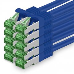 1aTTack Lan Kabel 2m Cat7 S/FTP PiMF Patch-Ethernetkabel RJ45 CAT6a Stecker 10x blau