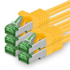1aTTack Lan Kabel 0.25m Cat7 S/FTP PiMF Patch-Ethernetkabel RJ45 CAT6a Stecker 5x gelb