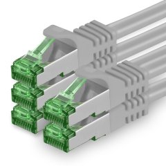 1aTTack Lan Kabel 1.5m Cat7 S/FTP PiMF Patch-Ethernetkabel RJ45 CAT6a Stecker 5x grau