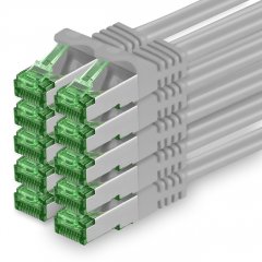 1aTTack Lan Kabel 1m Cat7 S/FTP PiMF Patch-Ethernetkabel RJ45 CAT6a Stecker 10x grau
