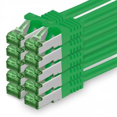 1aTTack Lan Kabel 5m Cat7 S/FTP PiMF Patch-Ethernetkabel RJ45 CAT6a Stecker 10x gr�n