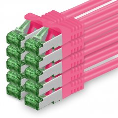 1aTTack Lan Kabel 1m Cat7 S/FTP PiMF Patch-Ethernetkabel RJ45 CAT6a Stecker 10x magenta