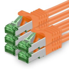1aTTack Lan Kabel 0.5m Cat7 S/FTP PiMF Patch-Ethernetkabel RJ45 CAT6a Stecker 5x orange