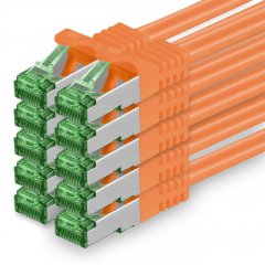 1aTTack Lan Kabel 5m Cat7 S/FTP PiMF Patch-Ethernetkabel RJ45 CAT6a Stecker 10x orange