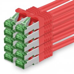 1aTTack Lan Kabel 5m Cat7 S/FTP PiMF Patch-Ethernetkabel RJ45 CAT6a Stecker 10x rot