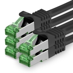 1aTTack Lan Kabel 0.25m Cat7 S/FTP PiMF Patch-Ethernetkabel RJ45 CAT6a Stecker 5x schwarz