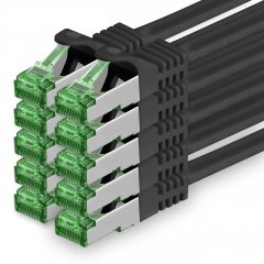 1aTTack Lan Kabel 5m Cat7 S/FTP PiMF Patch-Ethernetkabel RJ45 CAT6a Stecker 10x schwarz