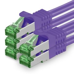 1aTTack Lan Kabel 3m Cat7 S/FTP PiMF Patch-Ethernetkabel RJ45 CAT6a Stecker 5x violett