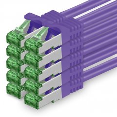 1aTTack Lan Kabel 2m Cat7 S/FTP PiMF Patch-Ethernetkabel RJ45 CAT6a Stecker 10x violett