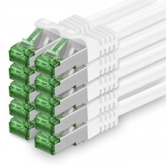 1aTTack Lan Kabel 0.25m Cat7 S/FTP PiMF Patch-Ethernetkabel RJ45 CAT6a Stecker 10x wei�