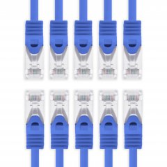 1aTTack CAT 7 S-FTP 1m Netzwerkkabel Patchkabel 10 Gbit/s 500 MHz Cat6a Stecker blau 10x