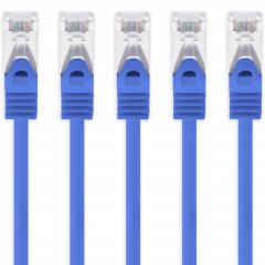 1aTTack CAT 7 S-FTP 3m Netzwerkkabel Patchkabel 10 Gbit/s 500 MHz Cat6a Stecker blau 5x