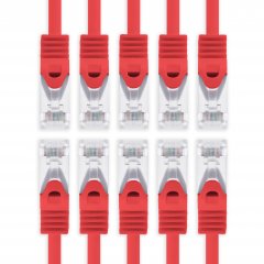 1aTTack CAT 7 S-FTP 0,5m Netzwerkkabel Patchkabel 10 Gbit/s 500 MHz Cat6a Stecker rot 10x