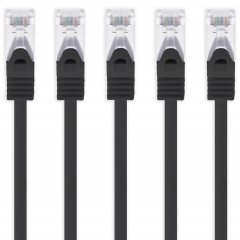 1aTTack CAT 7 S-FTP 5m Netzwerkkabel Patchkabel 10 Gbit/s 500 MHz Cat6a Stecker schwarz 5x