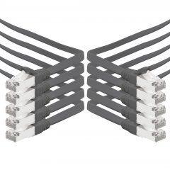 1aTTack 10x LAN Flachkabel 0,25m CAT7 U/FTP 10Gbit/s Netzwerk- Patchkabel RJ45 Cat6a Stecker schwarz