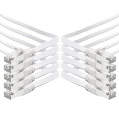 1aTTack 10x LAN Flachkabel 0,25m CAT7 U/FTP 10Gbit/s Netzwerk- Patchkabel RJ45 Cat6a Stecker wei�