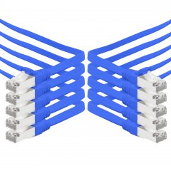 1aTTack 10x LAN Flachkabel 0,25m CAT7 U/FTP 10Gbit/s Netzwerk- Patchkabel RJ45 Cat6a Stecker blau