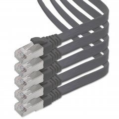 1aTTack 5x LAN Flachkabel 0,5m CAT7 U/FTP 10Gbit/s Netzwerk- Patchkabel RJ45 Cat6a Stecker schwarz