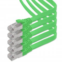 1aTTack LAN Flachkabel 1m CAT7 U/FTP 10Gbit/s Netzwerk- Patchkabel RJ45 Cat6a Stecker 5x gr�n