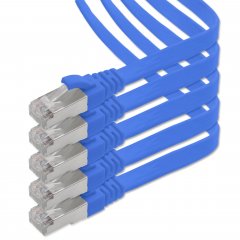 1aTTack 5x LAN Flachkabel 2m CAT7 U/FTP 10Gbit/s Netzwerk- Patchkabel RJ45 Cat6a Stecker blau