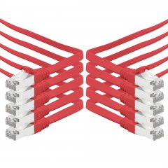 1aTTack 10x LAN Flachkabel 2m CAT7 U/FTP 10Gbit/s Netzwerk- Patchkabel RJ45 Cat6a Stecker rot