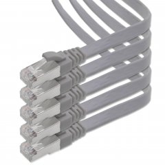 1aTTack 5x LAN Flachkabel 5m CAT7 U/FTP 10Gbit/s Netzwerk- Patchkabel RJ45 Cat6a Stecker grau
