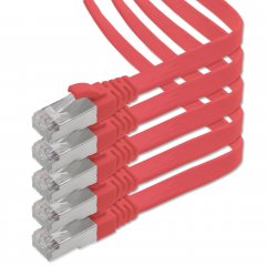 1aTTack 5x LAN Flachkabel 5m CAT7 U/FTP 10Gbit/s Netzwerk- Patchkabel RJ45 Cat6a Stecker rot