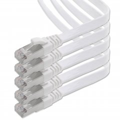 1aTTack 5x LAN Flachkabel 5m CAT7 U/FTP 10Gbit/s Netzwerk- Patchkabel RJ45 Cat6a Stecker wei�