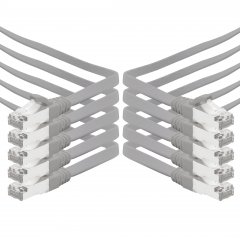 1aTTack 10x LAN Flachkabel 5m CAT7 U/FTP 10Gbit/s Netzwerk- Patchkabel RJ45 Cat6a Stecker grau