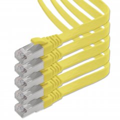 1aTTack LAN Flachkabel 7,5m 5x CAT7 U/FTP 10Gbit/s Netzwerk- Patchkabel RJ45 Cat6a Stecker gelb