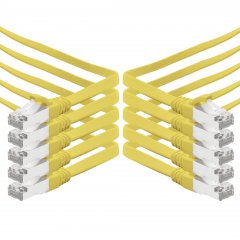 1aTTack LAN Flachkabel 7,5m 10x CAT7 U/FTP 10Gbit/s Netzwerk- Patchkabel RJ45 Cat6a Stecker gelb