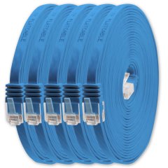 1aTTack LAN Kabel 5m 5x CAT6 Flach RJ45 Netzwerkkabel Patchkabel blau