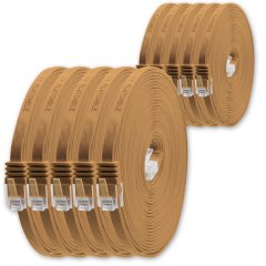 1aTTack LAN Kabel 1m 10x CAT6 Flach RJ45 Netzwerkkabel Patchkabel hellbraun