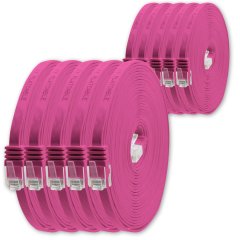 1aTTack LAN Kabel 0,5m 10x CAT6 Flach RJ45 Netzwerkkabel Patchkabel magenta