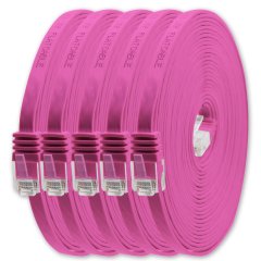 1aTTack LAN Kabel 3m 5x CAT6 Flach RJ45 Netzwerkkabel Patchkabel magenta