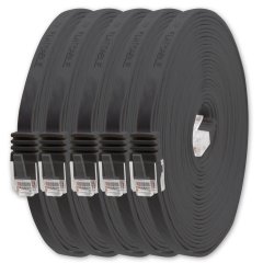 1aTTack LAN Kabel 0,25m 5x CAT6 Flach RJ45 Netzwerkkabel Patchkabel schwarz