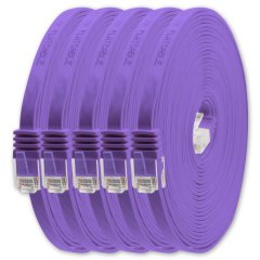 1aTTack LAN Kabel 5m 5x CAT6 Flach RJ45 Netzwerkkabel Patchkabel violett