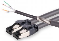 1aTTack CAT6a Flex Armor LAN Kabel 25m Edelstahl armierung robust trittfest Grau