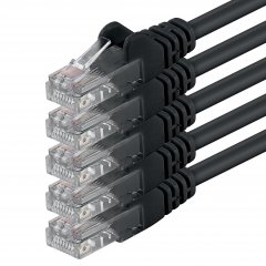 1aTTack CAT.6 LAN-Kabel 1m 5x  RJ45 UTP Netzwerkkabel Ethernetkabel Schwarz