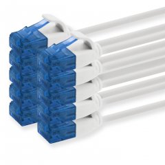 1aTTack CAT6 UTP Slim LAN-Kabel 1m Ethernet Patchkabel RJ45 1000 1 Gb/s 10 St�ck Wei�