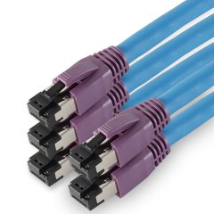 1aTTack CAT 8 rund SFTP LAN-Kabel 0,5m Ethernet Patchkabel 40 Gb/s LSZH AWG24 5 St�ck Blau