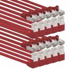 1aTTack LAN Kabel 0,5m 10x CAT6 S-FTP RJ45 Netzwerkkabel Patchkabel 90�-gerade rot
